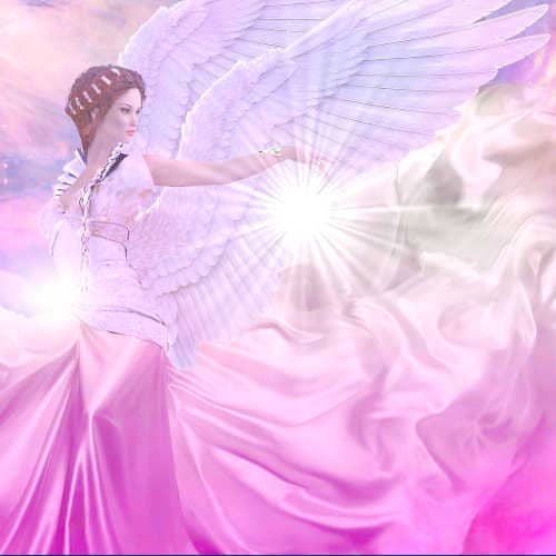 Engeleinweihung Seraphim Energie ein Engel in Rosa Kleid sehr mytisch